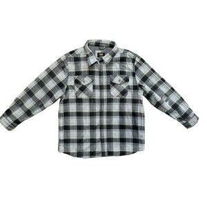Lee NWT Thick Flannel Shirt Jacket Bonded w/ Thermal Lining Mens L Grey & Green